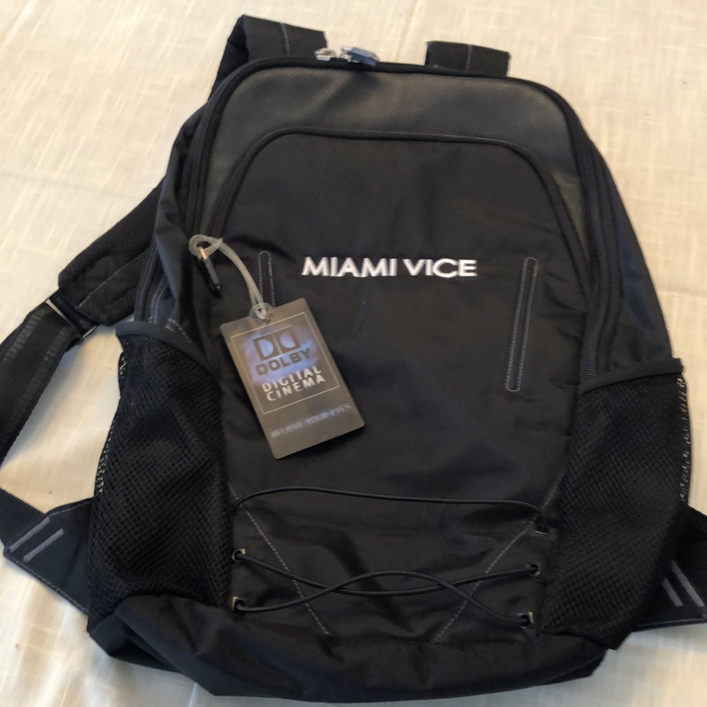 2006 MIAMI VICE BLACK BACKPACK/LAPTO BAG MOVIE PROMO LOTS OF POCKETS - #OS027